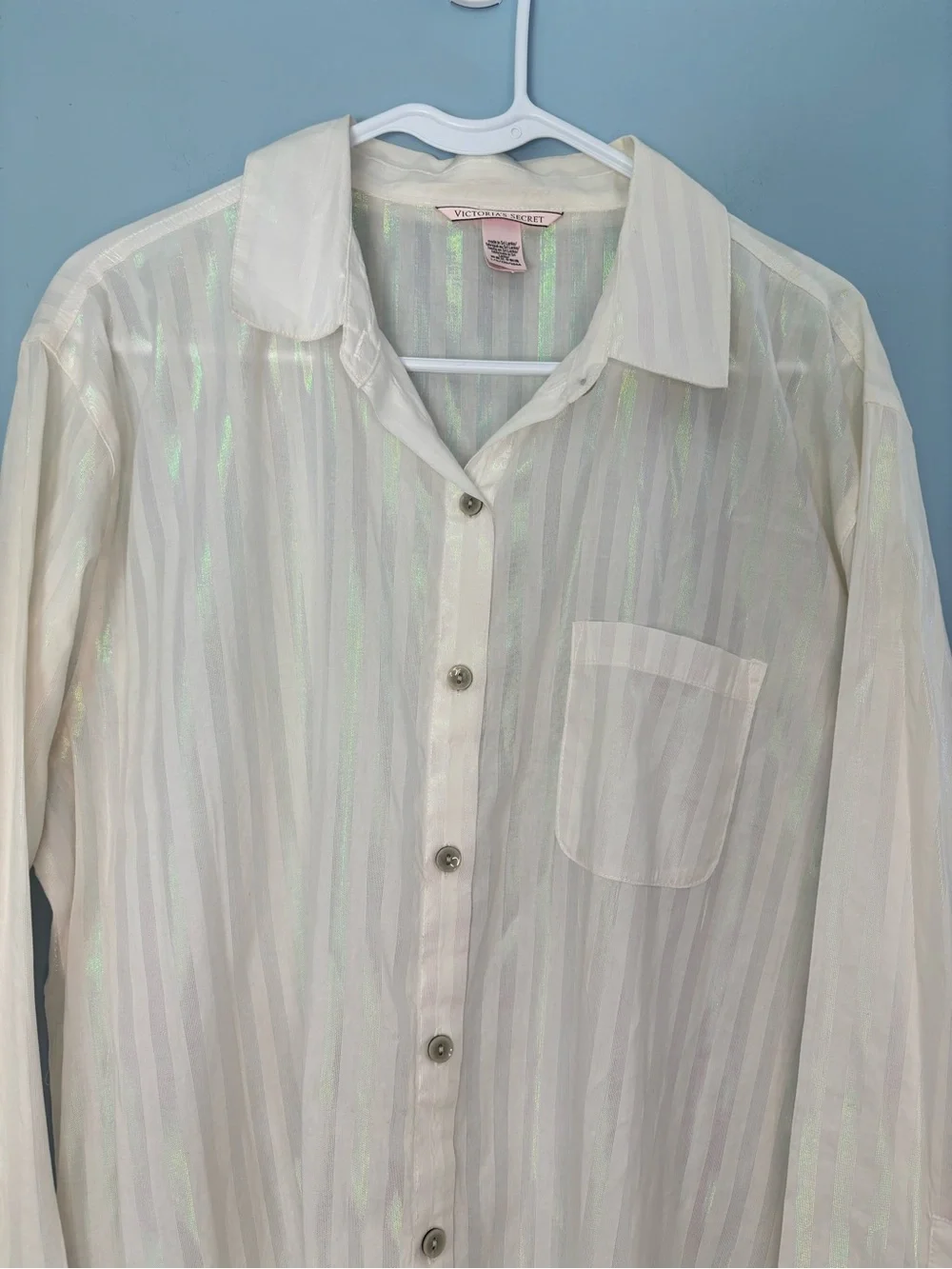 Victoria’s Secret Iridescent Shimmer Striped Nightshirt Sleepwear Size Large